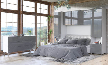 Santino Grey High Gloss and White 2-Door 3-Drawer Wide Sideboard for Modern Interiors - UK Luxury Furniture